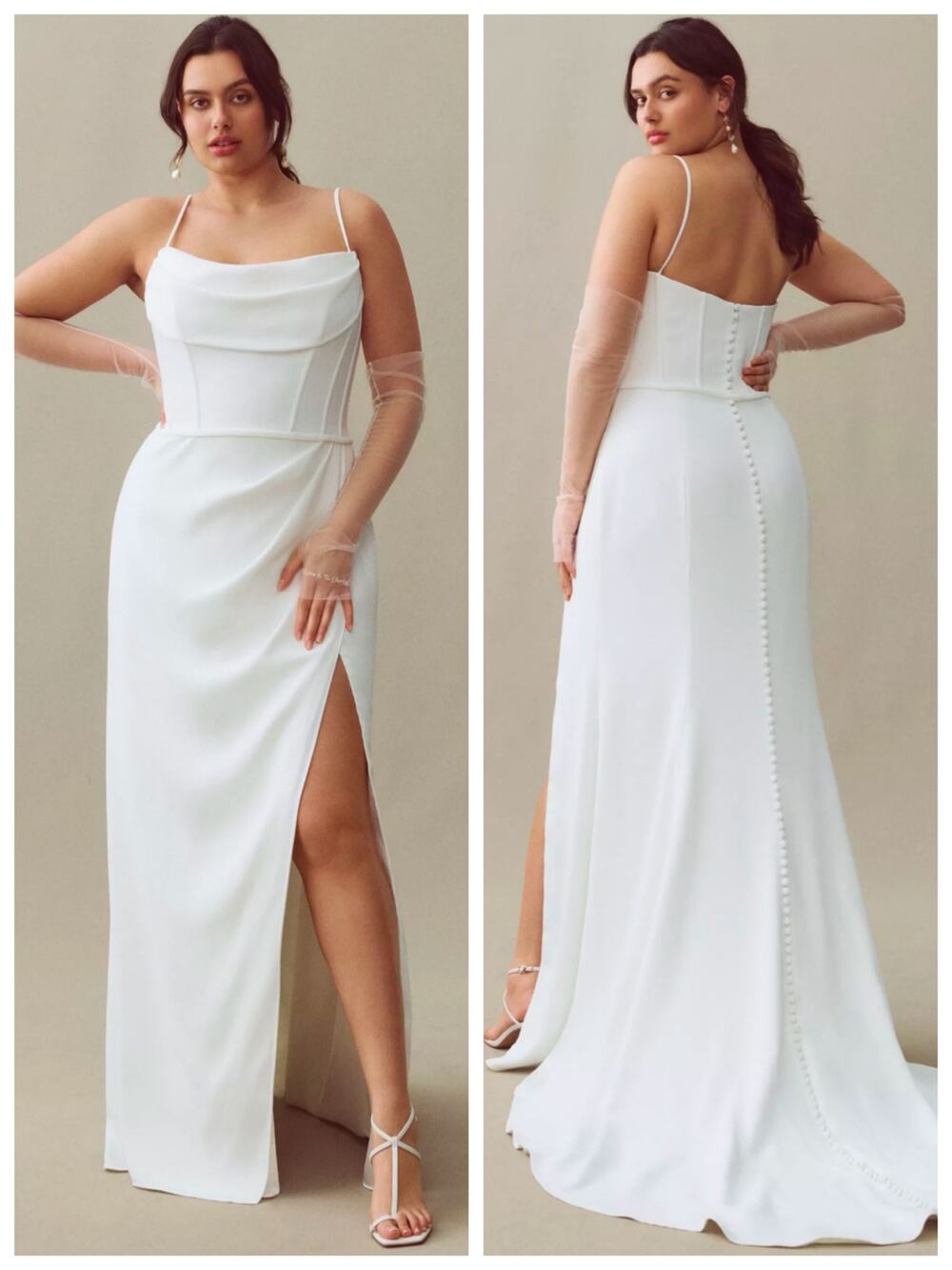 Jenny by Jenny Yoo Libby Ivory Cowl Neck Wedding Dress Size 22 NWT